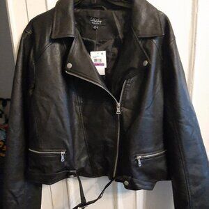 Black (faux) Leather Moto Jacket , made for Macys  Brand New